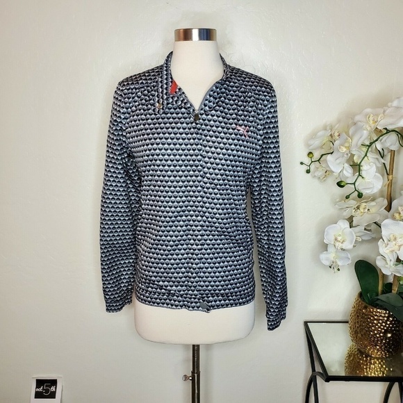 Puma Womens Windbreaker White/Black/Gray Jacket - Picture 1 of 7